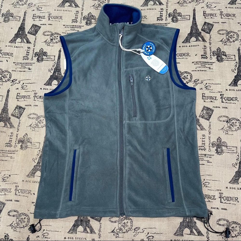 Castaway NWT! Nantucket Island Grey/Blue Zip Up Vest